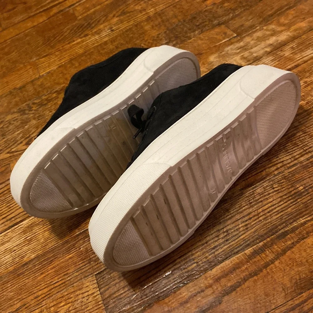 J Slides Women Black Faux Suede Platform Sneakers 7.5 - Picture 2 of 9